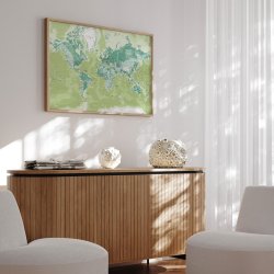 Opslagstavle Verdenskort -  Green - Egetrsramme