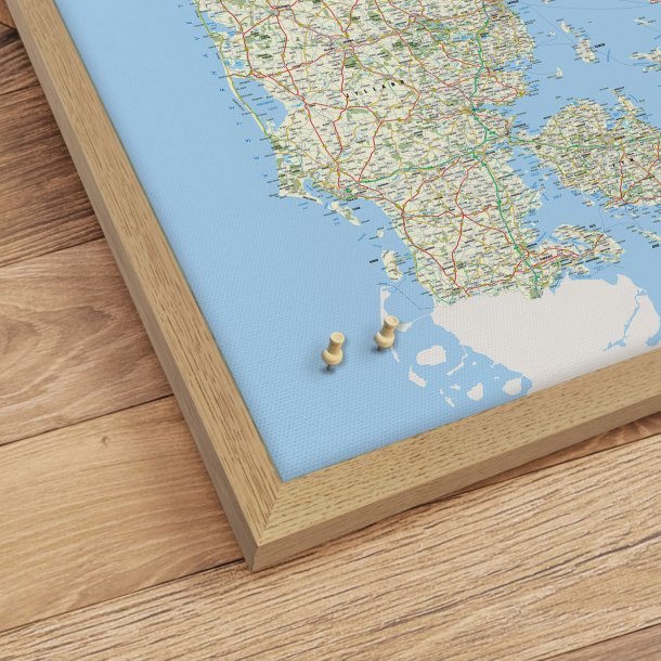 Opslagstavle Danmarkskort - Classic - Egetrsramme