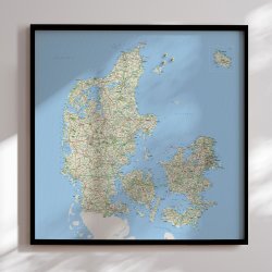 Opslagstavle Danmarkskort - Classic - Sort ramme