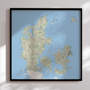 Opslagstavle Danmarkskort - Classic - Sort ramme