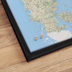 Opslagstavle Danmarkskort - Classic - Sort ramme