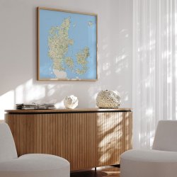 Indrammet Danmarkskort - Classic - Egetrsramme