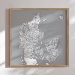 Danmarkskort Plakat - Gr nuancer