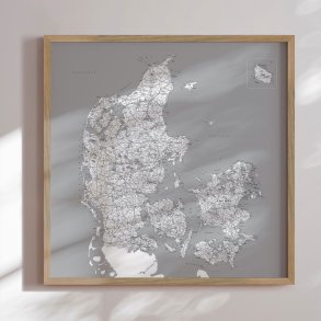 Danmarkskort Plakat - Gr nuancer