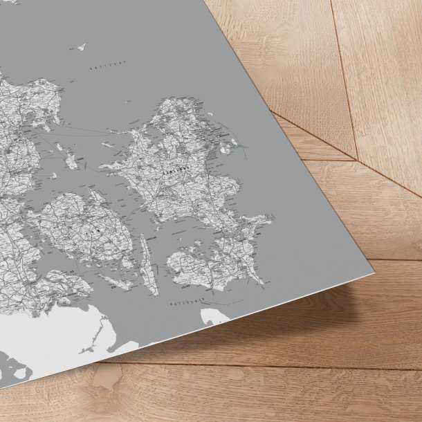 Danmarkskort Plakat - Gr nuancer