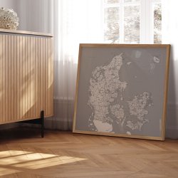 Danmarkskort Plakat - Gr nuancer