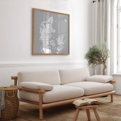 Danmarkskort Plakat - Gr nuancer