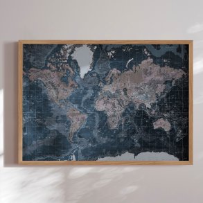 Verdenskort Plakat - Modern Blue