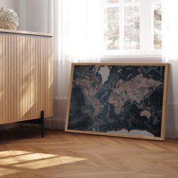 Verdenskort Plakat - Modern Blue