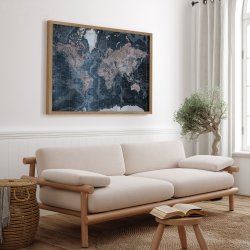 Verdenskort Plakat - Modern Blue