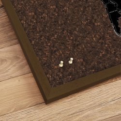 Opslagstavle Verdenskort p kork med rget egetrsramme - Dark