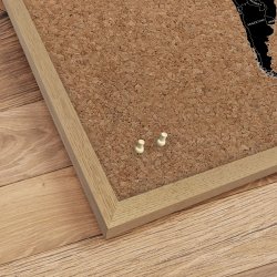 Opslagstavle Verdenskort p kork med egetrsramme - Light 