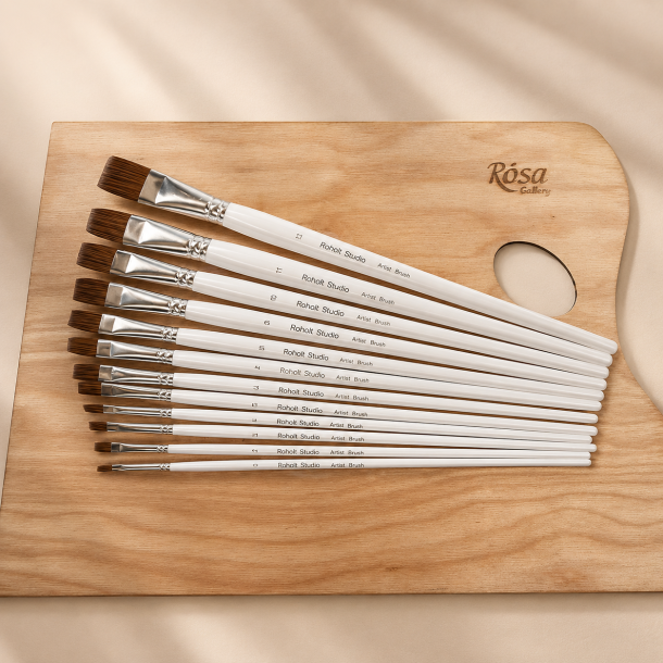 Roholt Studio Kunstnerpensels�t 12-Pak - Flat 