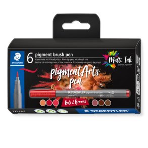 Pigment Arts Pen - 6 Rde & Brune farver