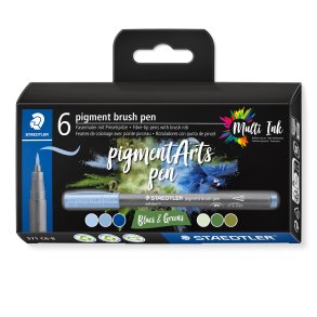 Pigment Arts Pen - 6 Bl & Grnne farver