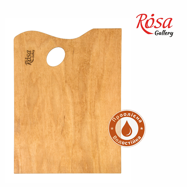 Rosa Gallery Rektangul�r Tr�palette til Maling m. Fingerhul � 28,5x38,5 cm