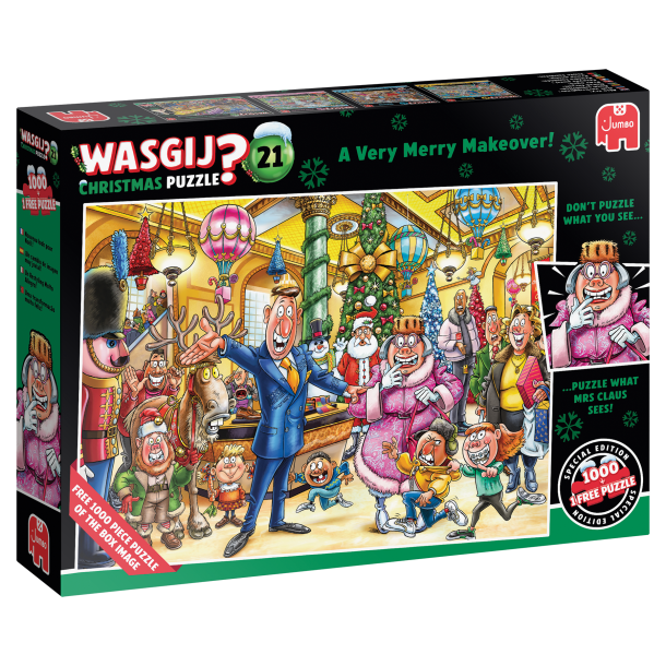 NYHED! Puslespil Wasgij Christmas 21 "A Very Merry Makeover!" 2x1000 Brikker