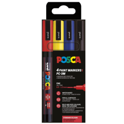 POSCA PC-3M 0,9-1,3mm 4-Pak Basisfarver