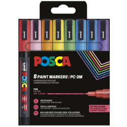 POSCA PC-3M 0,9 - 1,3 mm Sortiment (Glitter) (8 stk)