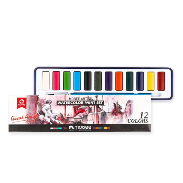 Mobee Akvarelst i Metaletui - 12-Pak