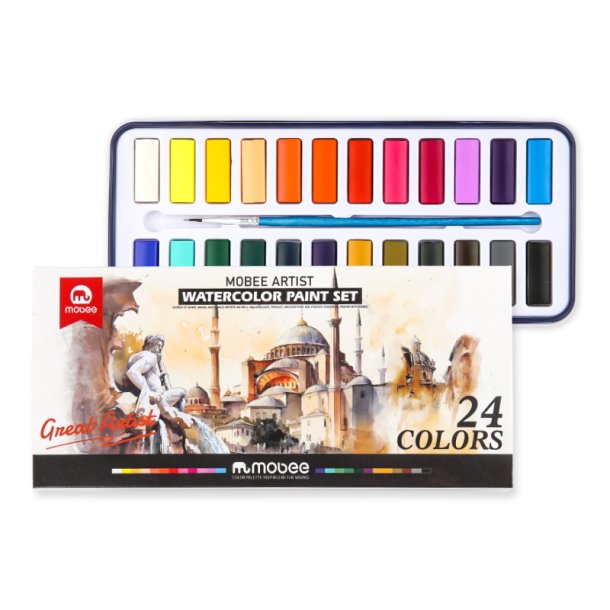 Mobee Akvarelst i Metaletui - 24-Pak