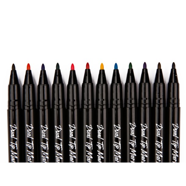 Mobee - Dobbeltendet Marker Fine &amp; Extra Fine 12-Pak