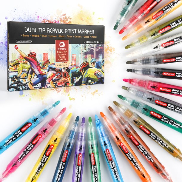 Mobee - Dobbeltendede Akryltuscher 20-Pak