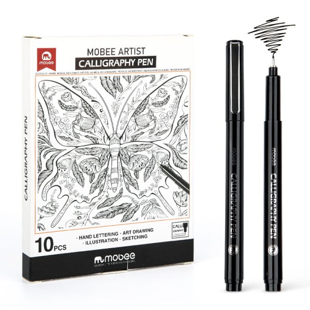 Mobee - Sorte Kalligrafipenne 10-Pak