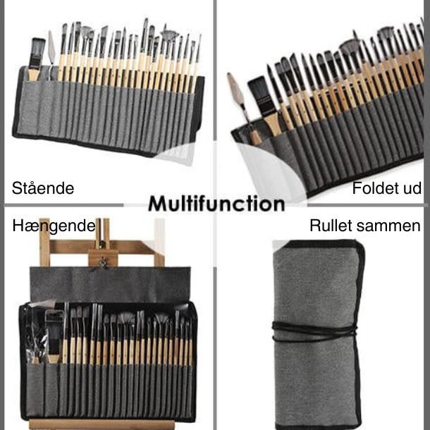 Penselst i foldeetui m. naturskaft - 24-pak