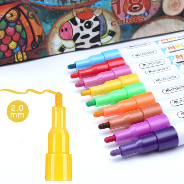 Mobee - Paint Markers Fine Tip 18-Pak
