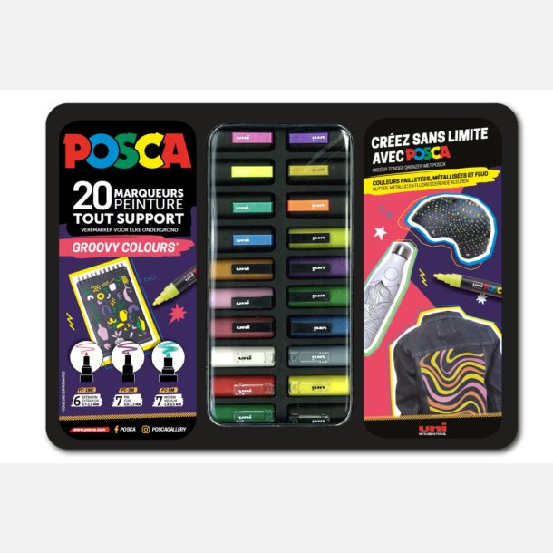 Posca "Groovy" farver i Metalske - 20-Stk.