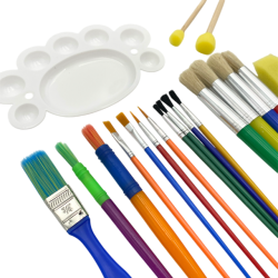 Kreast til Brn m. Pensler, Svampe &amp; Palette - 19 Dele