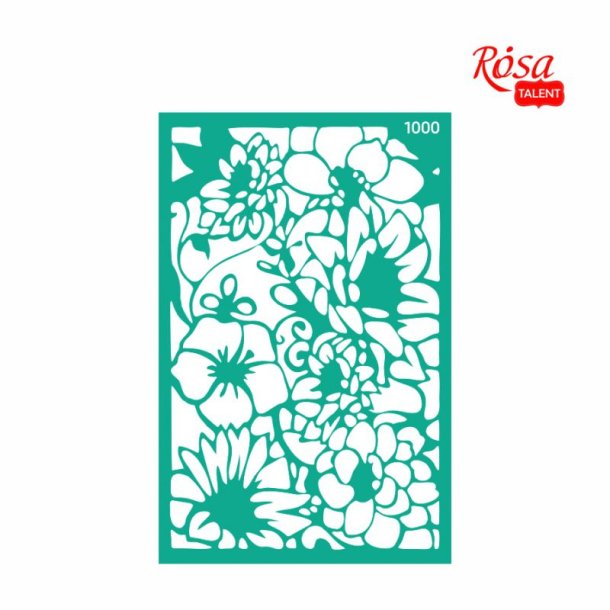 ROSA Talent Reusable Adhesive Stencil "Flowers 1000 13x20cm