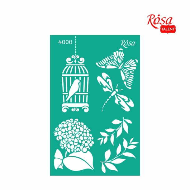 ROSA Talent Reusable Adhesive Stencil "Floral Poem 4000&#147; 13x20cm
