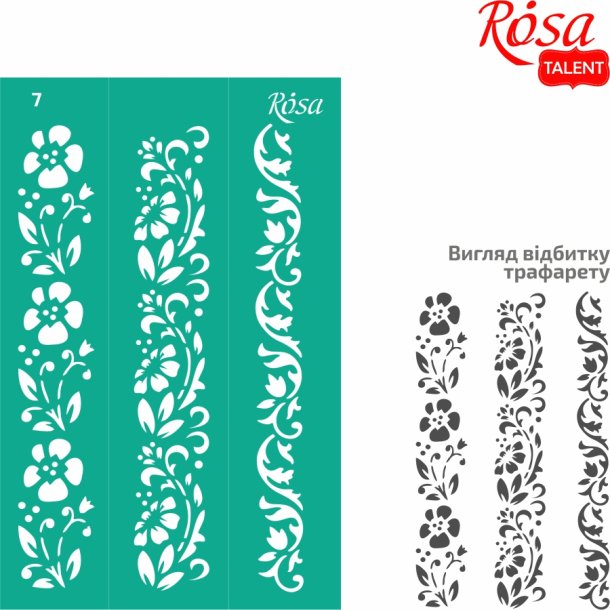 ROSA Talent Curb Reusable Adhesive Stencil "Flowers 7 13x20cm