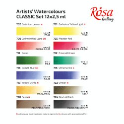 Rosa Gallery "Classic" Akvarelbrikker - 12-helpan st