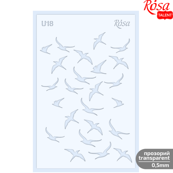 ROSA Talent Reusable Stencil "Birds U18" 13x20cm