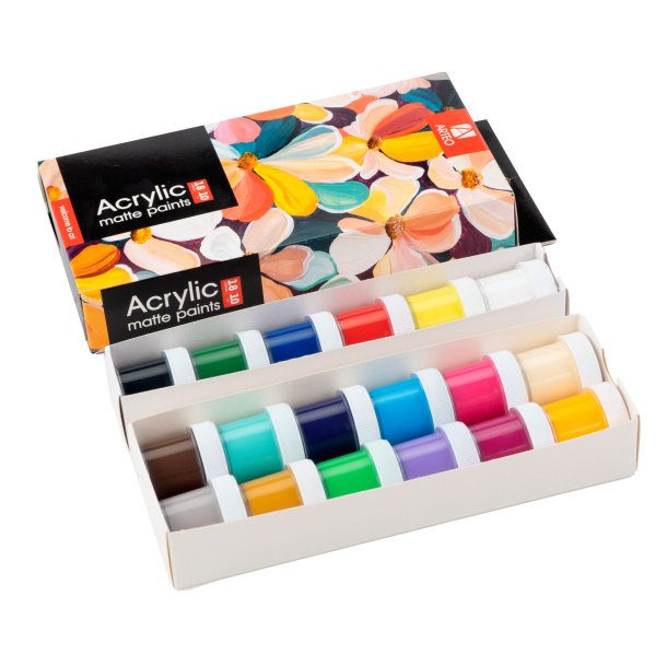 Arteo Mat Akryls�t 18x10ml. - Colorful Flowers