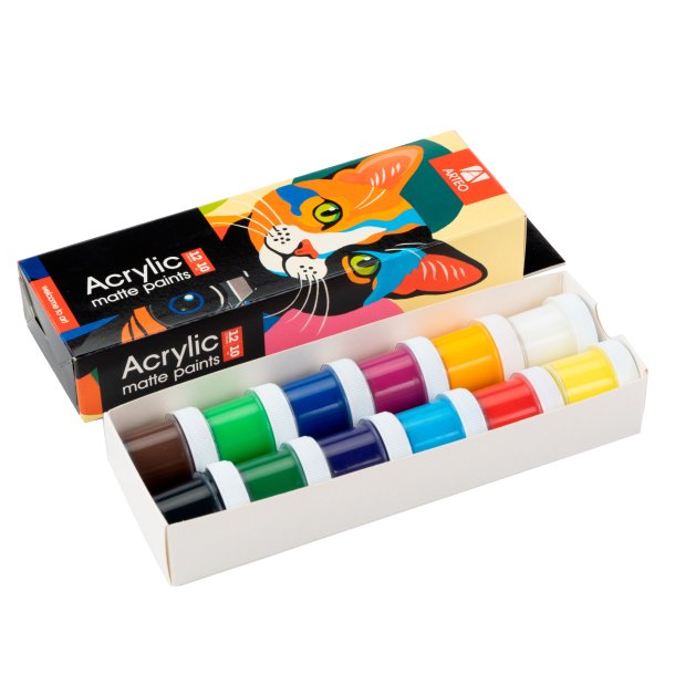 Arteo Mat Akryls�t 12x10ml. - Artistic Cat