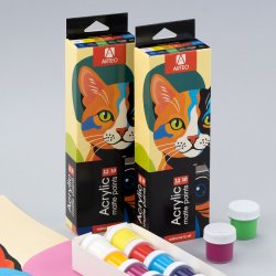 Arteo Mat Akryls�t 12x10ml. - Artistic Cat