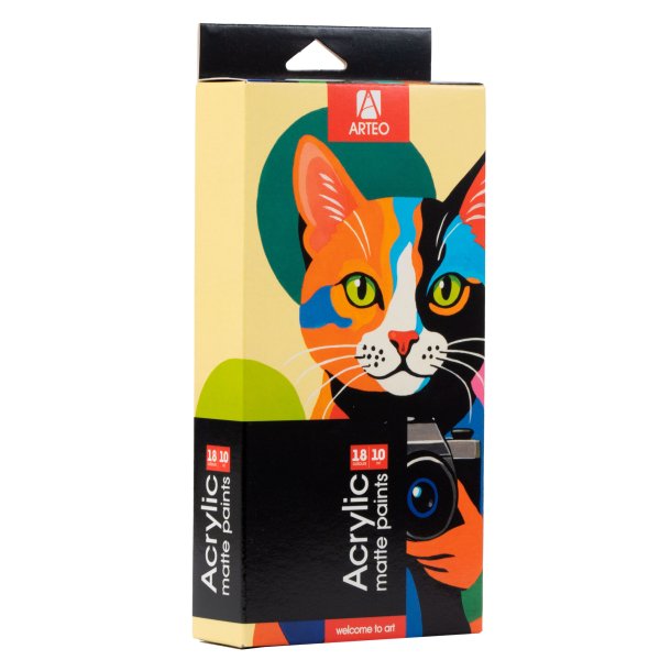 Arteo Mat Akryls�t 18x10ml. - Artistic Cat