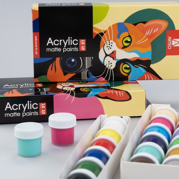 Arteo Mat Akryls�t 18x10ml. - Artistic Cat