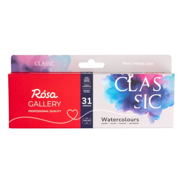 Rosa Gallery "Classic" - Professionelt akvarels�t med 31 farver