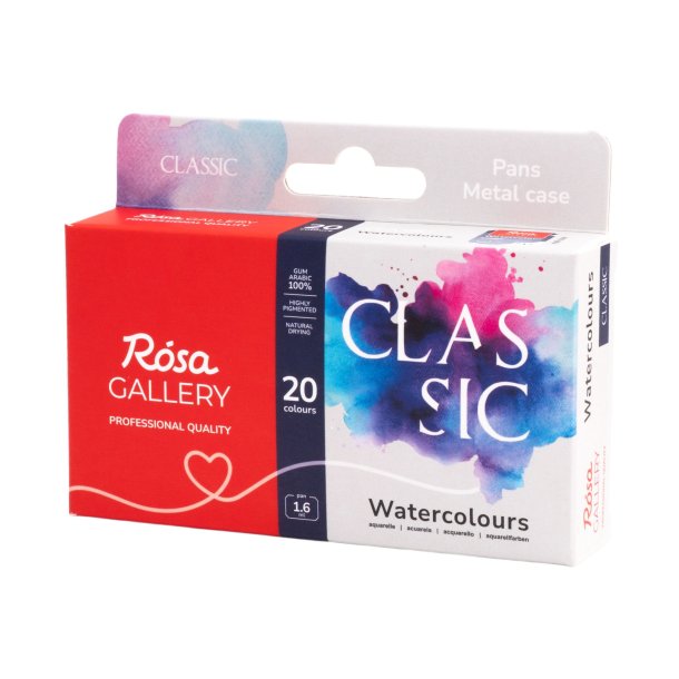 Rosa Gallery "Classic" - Professionelt akvarels�t med 20 farver