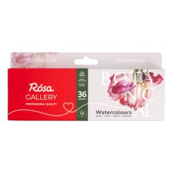 Rosa Gallery "Botanical" - Professionelt akvarels�t med 36 farver