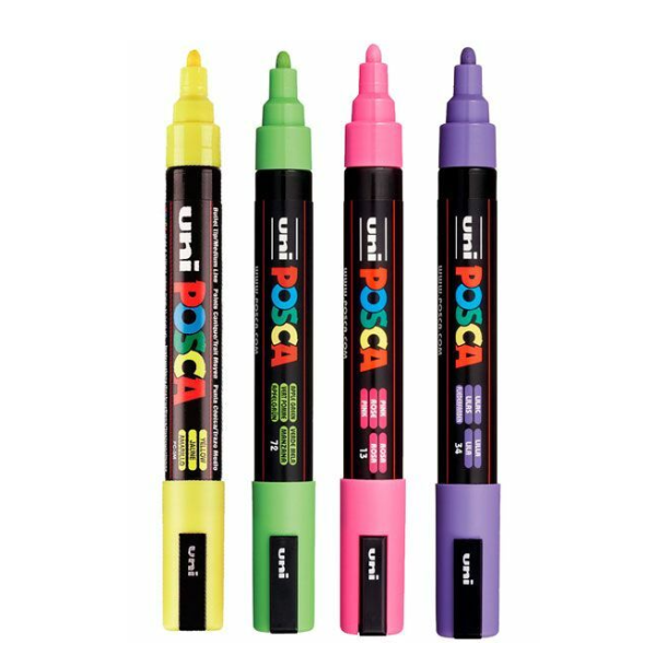 POSCA PC-5M 1,8 - 2,5 mm Bright Colors (4 stk.)