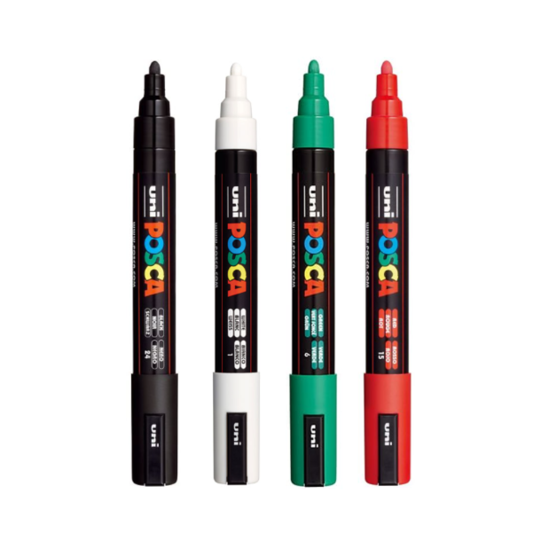 POSCA PC-5M 1,8 - 2,5 mm Christmas Colors (4 stk.)