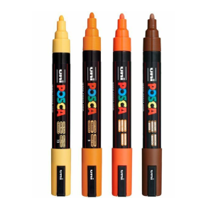 POSCA PC-5M 1,8 - 2,5 mm Wood Colors (4 stk.)