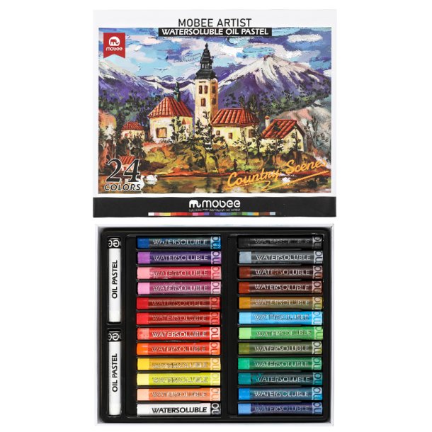 Mobee Vandoplselige Oliepasteller - 24+2-Pak