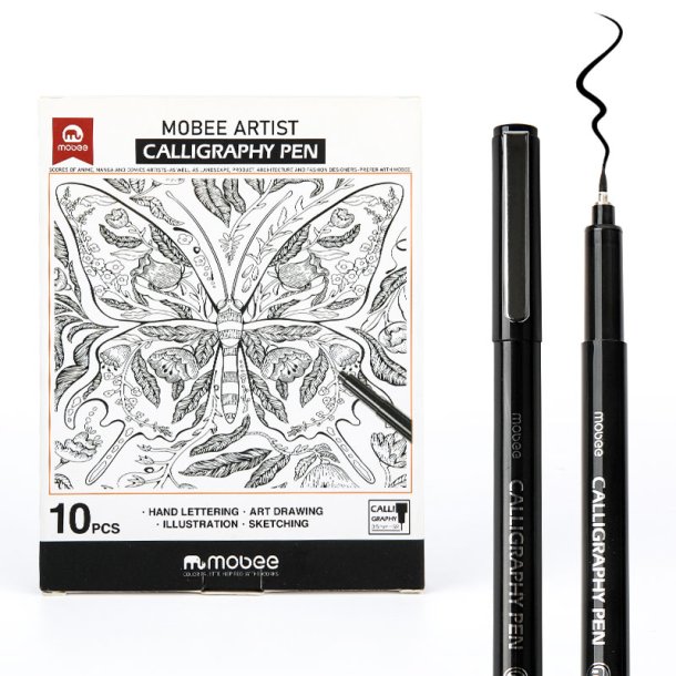 Mobee - Sorte Kalligrafipenne 10-Pak